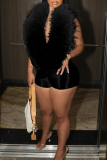 Sexy Solid Color Feathers Deep V Neck Skinny Rompers