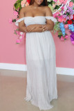 Fashion Sexy Solid Backless Slit Off the Shoulder Sleeveless Dress