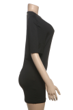 Sexy Solid Color Backless O Neck Straight Dresses