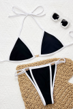 Sexy Metal Accessories Trim Contrast Swimwears