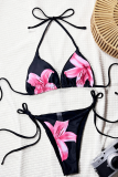 Sexy Flowers Backless Strap Design Swimwears