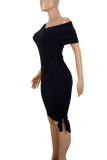 Sexy Solid Color Strap Design V Neck Wrapped Skirt Dresses