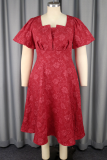 Elegant Jacquard Asymmetrical Collar Long Dresses