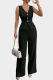 Casual Solid Color Buckle V Neck Sleeveless Two Pieces