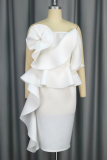 Elegant Solid Color Backless Ruffle Strapless Wrapped Skirt Dresses