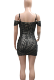 Sexy Solid Color Backless Spaghetti Strap Wrapped Skirt Dresses