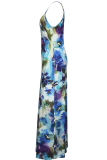 Casual Print Pocket Spaghetti Strap Long Dresses