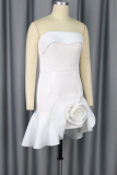 Elegant Solid Color Flower Shape Strapless Irregular Dresses