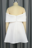 Casual Solid Color Backless Zipper Off Shoulder A Line Dresses