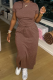 Elegant Solid Color Draw String O Neck Short Sleeve Two Pieces