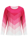 Casual Gradient O Neck Tops