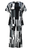 Casual Print O Neck Plus Size Two Pieces