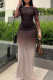 Casual Gradient Color Off Shoulder Long Dresses