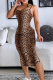 Sexy Leopard Print Spaghetti Strap Long Dresses