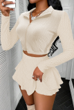 Sexy Solid Color Zipper Zipper Collar Long Sleeve Two Pieces