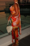 Sexy Print Strapless Long Dresses