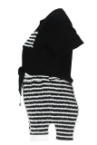Casual Stripe Strap Design V Neck Plus Size Two Pieces