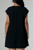 Casual Solid Color Irregular O Neck Plus Size Tops