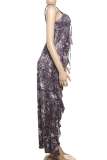 Sexy Print Strap Design Spaghetti Strap Sleeveless Two Pieces