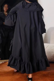 Casual Solid Color Ruffle Cardigan Collar Outerwear