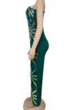 Casual Sequins Oblique Collar Regular Jumpsuits