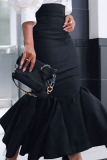 Elegant Solid Color Patchwork Bodycon High Waist Speaker Patchwork Bottoms