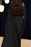 Elegant Solid Color Beading Hot Drill O Neck Long Dresses