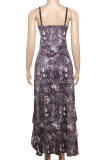 Sexy Print Strap Design Spaghetti Strap Sleeveless Two Pieces