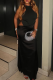 Sexy Solid Color Backless O Neck Long Dresses
