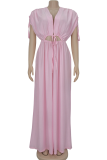 Casual Solid Color Hollow Out Draw String V Neck Loose Jumpsuits