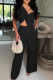 Casual Solid Color Pocket Bow Decor Asymmetrical Collar Sleeveless Two Pieces