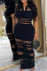 Casual Solid Color See-Through Turndown Collar Long Dresses