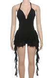 Sexy Solid Color Stringy Selvedge Spaghetti Strap Regular Rompers