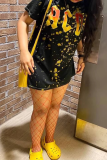 Casual Print Patchwork O Neck Straight Dresses