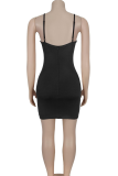Sexy Solid Color Hot Drill Spaghetti Strap Wrapped Skirt Dresses
