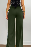 Casual Stripe Contrast Loose Mid Waist Conventional Patchwork Bottoms