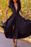 Elegant Solid Color Strap Design Deep V Neck Long Dresses