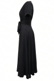 Elegant Solid Color Strap Design Deep V Neck Long Dresses