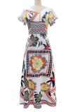 Casual Print V Neck Dresses