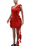 Sexy Solid Color Stringy Selvedge Strapless Wrapped Skirt Dresses