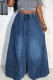 Casual Solid Color Pocket Mid Waist Loose Denim Jeans
