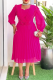 Elegant Solid Color Pleated Flower Shape Asymmetrical Collar A Line Plus Size Dresses