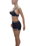 Sexy Print Spaghetti Strap Sleeveless Two Pieces