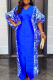 Daily Print Slit V Neck Long Dresses
