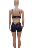 Sexy Print Spaghetti Strap Sleeveless Two Pieces