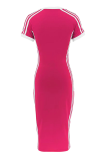 Casual Contrast V Neck Long Dresses