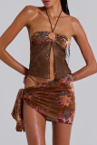 Sexy Print Hollow Out 3 Piece Sets