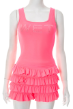 Sexy Letters Hot Drill U Neck Sleeveless Two Pieces