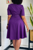 Elegant Solid Color Pocket O Neck Long Dresses