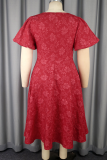 Elegant Solid Color Patchwork U Neck Long Dresses